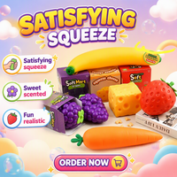 Jouet anti-stress créatif en PU, grande taille, imitation banane, cerise, fraise, super doux, durable, à rebond lent, à presser