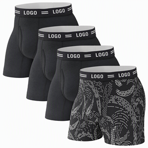 Calzoncillos <span class=keywords><strong>Boxer</strong></span> Largos Personalizados para Hombre, con Estampado Sólido y Camuflaje, Ropa Interior Deportiva Transpirable al por Mayor - Product Image 1