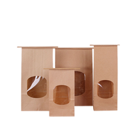 Sac de boulangerie classique en papier kraft écologique avec fenêtre et fermeture à lien métallique, résistant à la graisse, pour l'emballage du pain, des toasts, des beignets et des grains de café