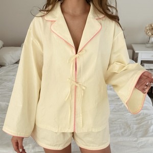 Pijamas de Mujer para Otoño e Invierno, Cómodos y Transpirables, de Algodón Puro, Holgados, con Cordón Ajustable y Manga Larga - Product Image 1