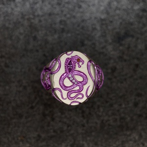 Anillo Esmaltado Hecho a Mano con Diseño Floral Azul y Dorado, Detalles de Diamantes, Joyería de Moda - Product Image 5