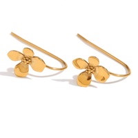 Nouvelles boucles d'oreilles pendantes en forme de petite fleur, élégantes et mignonnes, en acier inoxydable plaqué or 18 carats, pour femmes