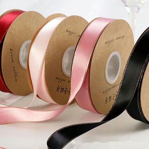 Ruban en satin double face de 25 mm (1 pouce) couleur unie avec bord doré pour l'emballage de boîtes cadeaux - Product Image 4