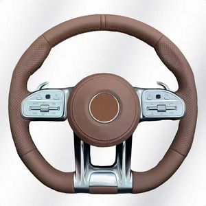 Volant <span class=keywords><strong>sport</strong></span> à 4 branches en cuir perforé avec marqueur rouge, compatible avec <span class=keywords><strong>Mercedes</strong></span> W204 C63 W172 809 AMG - Product Image 2