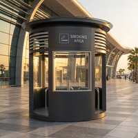 Cabine de fumage en acier galvanisé courbé |   Kiosque d'extérieur ventilé pour fumer, pour usage public et commercial