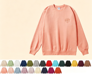 Unisex Crew Neck Pullover Sweatshirt Solid Color Hand Embroidery Flower Design Regular Fit Casual Autumn Wear - Product Image 1