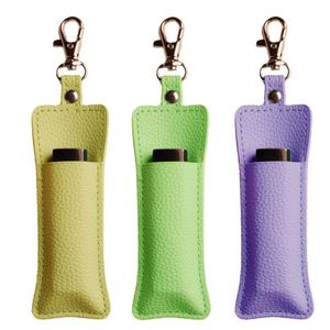 Stylish New Trend Pu Leather Metal Embossed Lipstick Holder Keychain Lip Balm Holder Portable Lip Gloss Pocket Women Travel - Product Image 1