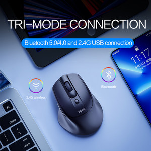 Chuột không dây Inphic DR2 sạc lại được, 3 chế độ kết nối 2.4G+5.0/4.0 Bluetooth, độ phân giải 2400dpi, thiết kế công thái học, đèn nền LED, chơi game, mini, im lặng - Product Image 3