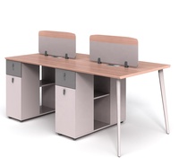 Bureau de travail double avec cloison, poste de travail moderne 2-4 places avec armoire de rangement, table de travail ergonomique