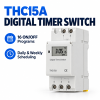 THC15A Saklar Timer Digital AC 220V DIN Rail yang Dapat Diprogram, Saklar Waktu Harian Mingguan dengan 16 Program Nyala Mati