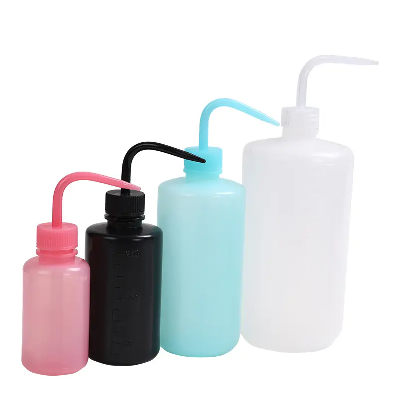 Garrafa de plástico LDPE para lavar e limpar cílios, garrafa de água química para lavar cílios, garrafa de banho para limpeza de cílios e tatuagens