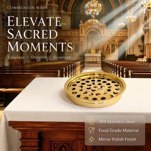 Communion Ware Set <b>Stainless</b> <b>Steel</b> <b>Tray</b> and Disk Gold - Product Image 5