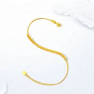 Xinfly Non Tarnish Women Gifts18K Pure Real <b>Solid</b> Yellow Gold Woven Chain <b>Bracelets</b> with Heart - Product Image 2