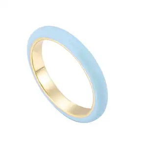 Светло-голубое эмалированное кольцо, простое Золотое кольцо-значок, минималистичное кольцо с рисунком черники и крема, разноцветное кольцо с индивидуальным рисунком, прекрасный подарок