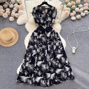 Nuevos Vestidos Maxi Elegantes para Mujer, Cuello en V, Sin Mangas, Estilo Retro con Estampado, Vestidos de Lujo Ligero - Product Image 1