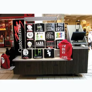 high end T-shirt kiosk in mall buy clothing racks/retail clothes store display racks&wall clothing rack booth stand idea on sale