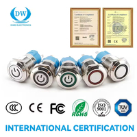 Sakelar Tombol LED 24V Stainless Steel Self-Resetting Self-Locking 12/16/22mm IP67 Tahan Air untuk Modifikasi Mobil
