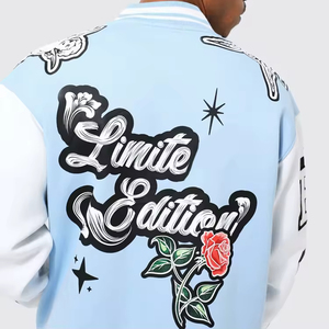 Blouson Bomber Oversize en Polaire de Laine OEM ODM, Streetwear, Impression Personnalisée, Motif Graphique, Vestes de Baseball en Cuir pour Hommes - Product Image 2