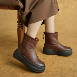 Nouvelles chaussures Chelsea en cuir à lacets pour l'hiver, plateforme confortable pour bottines Chukka, cuir véritable pour femmes, livraison express gratuite - Product Image 2