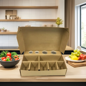 Boîte en papier kraft brun avec séparateurs, boîte à emporter multifonctionnelle pour sauce, poulet frit, hamburger, sushi, spécifications en aluminium - Product Image 5