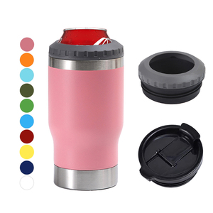 4in1 14 oz Stainless Steel Tumbler Double Wall Vacuum Insulated Can Cooler Straw Lid Colored Sublimation Travel Coffee - Product Image 1
