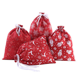 Sacs cadeaux de Noël à cordon de serrage pour emballage sec, 17x22cm, 20x30cm, 30x40cm, imprimés flocons de neige et rennes, en polyester et coton, pour les fêtes - Product Image 5