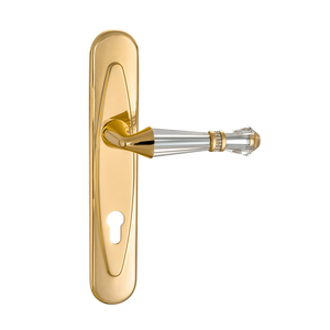 Maniglia per Porta in Ottone Massiccio Serie Venezia con Cristallo, Trattamento Superficiale Elettroforetico, Serratura Meccanica a Mortasa per Appartamento - Product Image 3