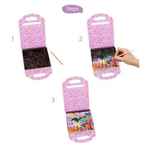 كتاب فنون الخدش للأطفال مع قلم خشبي قوس قزح مجموعة ألعاب رسم خرافات إبداعية DIY مجموعة رسم - Product Image 3