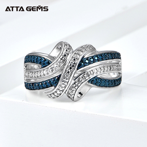 Real personalizado de boda de diamante anillo azul chapado en oro anillo de los hombres de la joyería de la plata esterlina <span class=keywords><strong>925</strong></span> - Product Image 5