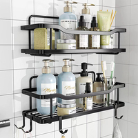 Étagère murale multifonctionnelle en acier inoxydable doré Plantex, auto-adhésive, pour salle de bain, avec miroir double et limiteur