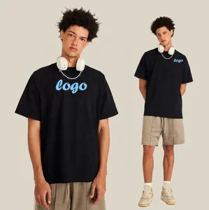 Тяжелая масса 290gsm, Мужская футболка с логотипом, хлопковая, кислотная, стираемая, простая, негабаритная футболка с рукавом реглан, простая футболка для мужчин