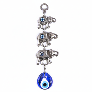 3 <b>Elephants</b> Wall Ornament Hanging <b>Decoration</b> With Hand made Glass Evil Eye From TURKEY - Product Image 4