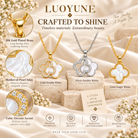 LUOYUNE – collier trèfle plaqué or 18 carats pour femmes, nacre naturelle, zircon exquis, pendentif fleur porte-bonheur, bijoux