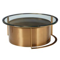 Ensemble de 2 tables basses modernes de luxe Base en acier inoxydable doré brossé avec table d'appoint en verre pour la maison, l'hôtel, les meubles de salon