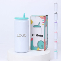 Gobelet isotherme personnalisé de 16 oz en acier inoxydable 304 à double paroi, vierge pour sublimation, pour café glacé, avec couvercle à paille, pour le bureau et la voiture