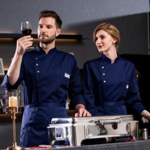 Hecho en fábrica Check Hotel <span class=keywords><strong>Master</strong></span> Bleach resistente <span class=keywords><strong>Chef</strong></span> Star uniforme personalizado mujeres uniforme - Product Image 4