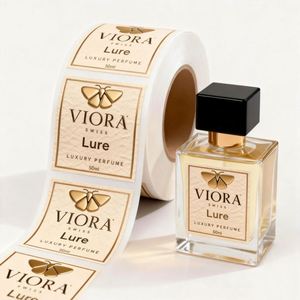 ฉลากขวดน้ำหอม VIORA Lure Luxury ขนาด 50 มล. รูปทรงสี่เหลี่ยมผืนผ้า ทำจากกระดาษอาร์ต ปั๊มทอง ฉลากบรรจุภัณฑ์แบบติดเอง - Product Image 1