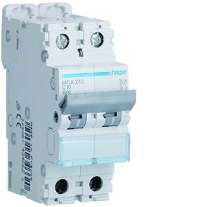 MCA210 Personalizzabile con Hagers MCB 6000A 10kA 2P curva C 10A 2 moduli - Product Image 1