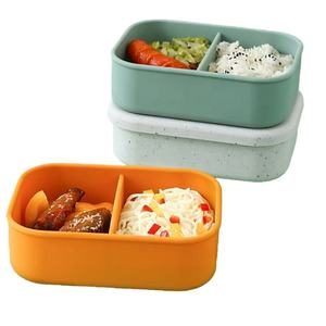Diskon besar 2 kompartemen wadah makanan silikon kotak Bento silikon kualitas makanan mudah dibersihkan kotak penyimpanan makanan silikon - Product Image 1