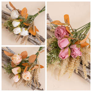 <span class=keywords><strong>Bouquet</strong></span> <span class=keywords><strong>de</strong></span> roses artificielles YC1006 <span class=keywords><strong>de</strong></span> 40 cm avec des accents d'herbe <span class=keywords><strong>de</strong></span> <span class=keywords><strong>blé</strong></span> pour la décoration florale <span class=keywords><strong>de</strong></span> table <span class=keywords><strong>de</strong></span> <span class=keywords><strong>mariage</strong></span> à domicile - Product Image 2