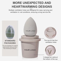 Éponge de maquillage en coton à double usage (humide et sec) en forme d'œuf, de goutte d'eau ou de gourde à coupes diagonales, super douce, compressée, en boîte colorée, marque privée