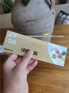 Billet d'entrée personnalisé pour exposition <span class=keywords><strong>de</strong></span> pâtisseries, <span class=keywords><strong>bon</strong></span> événementiel détachable en papier cuivre 250 g/m² avec numéro <span class=keywords><strong>de</strong></span> série et coupon - Product Image 5