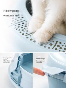 Kunststoff Umwelt freundliche Katzen toilette Anti-Splash Overs ized Semi-Closed Double Layer Anti-Geruch Katzen bedarf Katzen toilette Katzen schaufel - Product Image 4