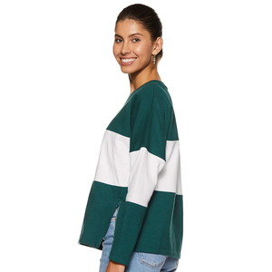 Artículos calientes O cuello sudadera poliéster o francés Terry personalizado dos colores sólidos contraste rayas mujeres sudadera de Bangladesh - Product Image 6