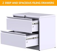 Armoire de classement métallique à 2 tiroirs, large, en acier, sous le bureau, pour dossiers A4, avec serrure à clé