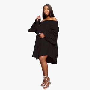 <span class=keywords><strong>Vestido</strong></span> informal liso con volantes y hombros descubiertos para mujer, <span class=keywords><strong>vestido</strong></span> holgado Irregular <span class=keywords><strong>a</strong></span> la moda, C0701TA74 - Product Image 2