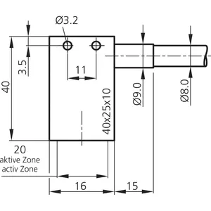 Sensor de haz pasante con diseño cuboide, tipo de montaje WRB220MQ-90-20-0.3, fibra óptica de vidrio - Product Image 2