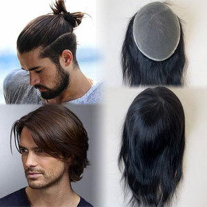 Populaire 12 pouces naturel délié pleine dentelle toupet blanchiment noeuds longue <span class=keywords><strong>coiffure</strong></span> 100% système de remplacement de cheveux humains pour <span class=keywords><strong>hommes</strong></span> - Product Image 1