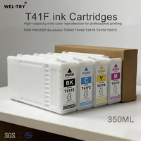 Cartucho de Tinta de Pigmento WEL-TRY T41F5 T41F2 T41F3 T41F4 con Chip, Volumen 350 ml, para Impresoras Epson SureColor SC-T3405 T5405