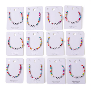 Pulsera de Cuentas Coloridas con Forma de Letra, Pulsera de Acero Inoxidable Hecha a Mano, Juego de 12 Piezas - Product Image 2